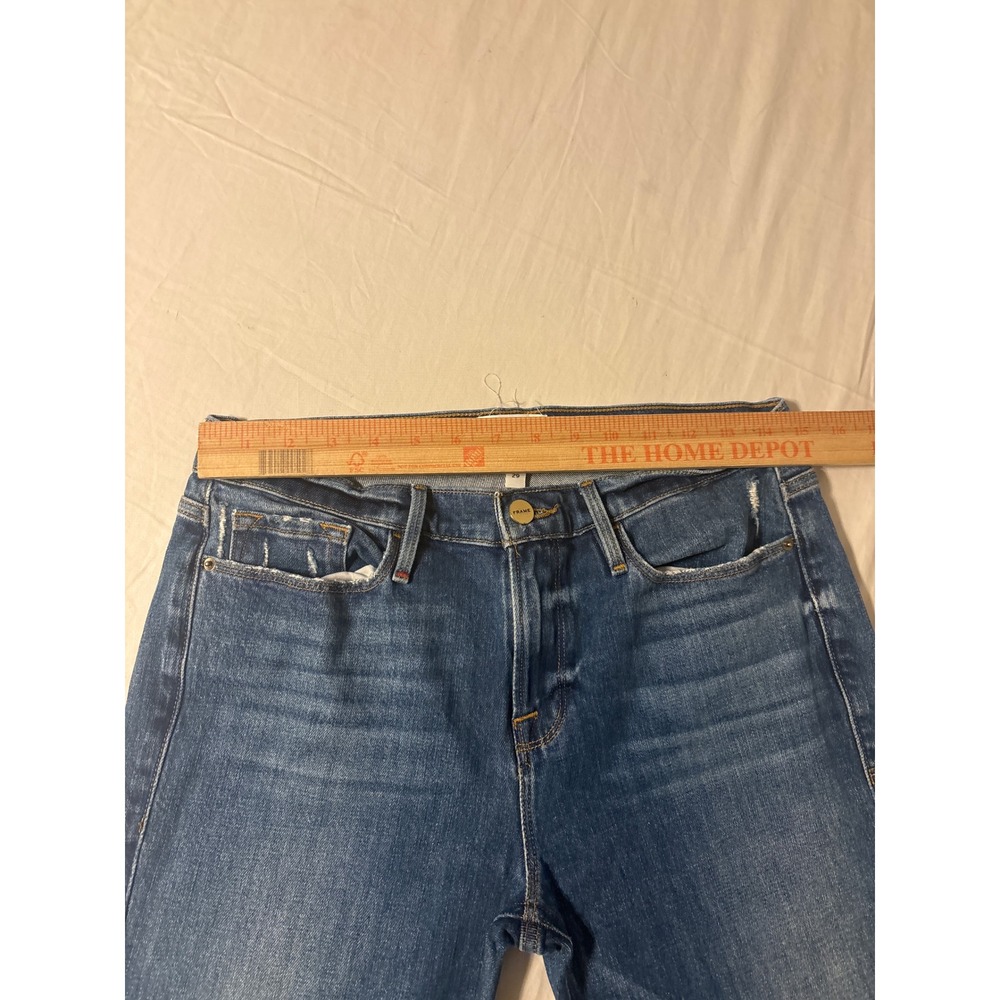 FRAME Straight Leg Jeans Womens 29 Blue Distressed Denim - Picture 7 of 14